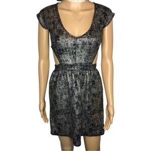 Body Central Y2K Black & Gold Side Cut Out Mini Cocktail Dress